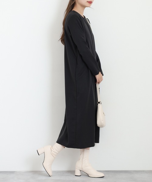Anna Nicola(アンナニコラ)の「Anna Nicola パール使いワンピース(ワンピース・レディース・サンドベージュ/ブラック/チャコールグレー・38)」の7枚目の写真