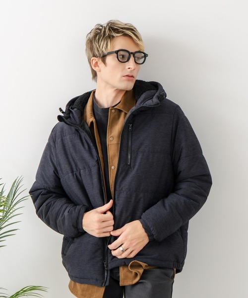 Blue Standard （ブルースタンダード）の「【Blue Standard/ブルースタンダード】カチオン杢ニット ストレッチ中綿ジャケット（ブルゾン・メンズ・グレー/チャコールグレー/ネイビー・X-LARGE/LARGE/MEDIUM）」の3枚目の写真