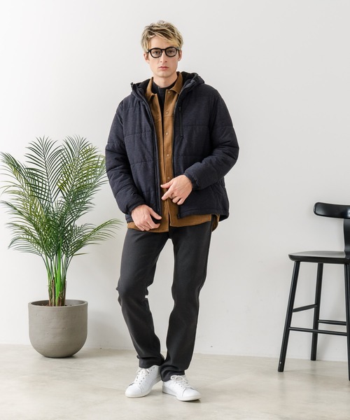 Blue Standard （ブルースタンダード）の「【Blue Standard/ブルースタンダード】カチオン杢ニット ストレッチ中綿ジャケット（ブルゾン・メンズ・グレー/チャコールグレー/ネイビー・X-LARGE/LARGE/MEDIUM）」の16枚目の写真