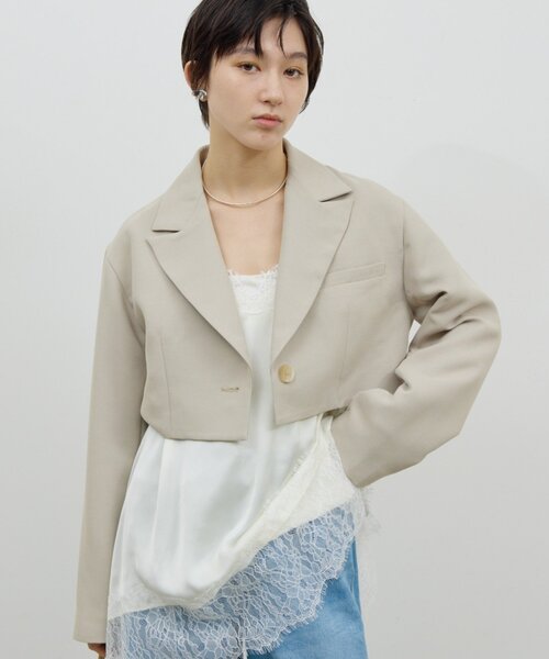 GALLARDAGALANTE（ガリャルダガランテ）の「クロップドジャケット（ブルゾン・レディース・ネイビー/ベージュ・FREE）」の3枚目の写真