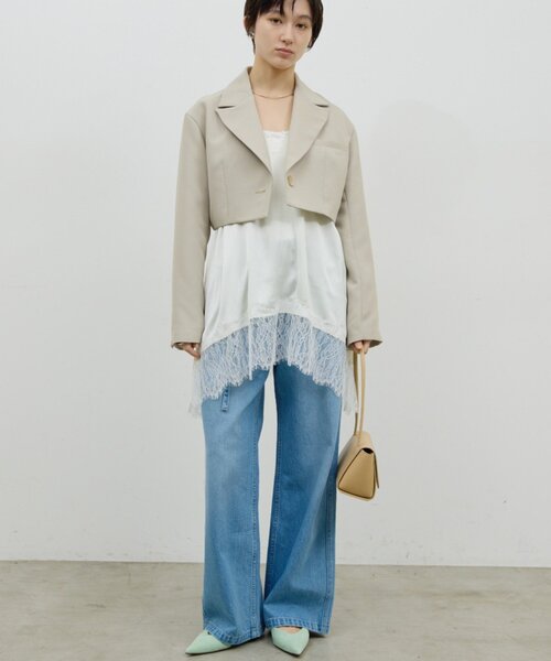 GALLARDAGALANTE（ガリャルダガランテ）の「クロップドジャケット（ブルゾン・レディース・ネイビー/ベージュ・FREE）」の6枚目の写真