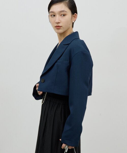 GALLARDAGALANTE（ガリャルダガランテ）の「クロップドジャケット（ブルゾン・レディース・ネイビー/ベージュ・FREE）」の19枚目の写真