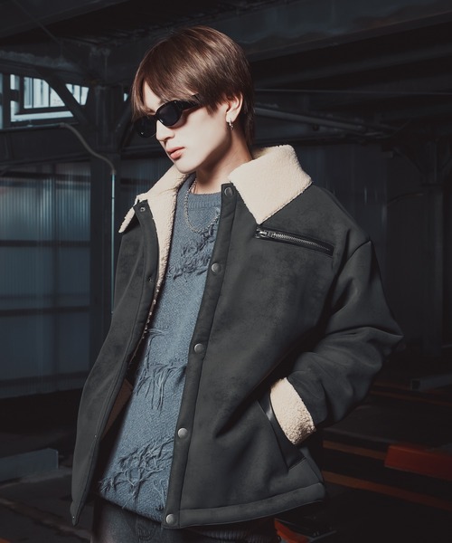 improves（インプローブス）の「ボア襟 フェイクムートンジャケット（ブルゾン・メンズ・ブラック/ブラウン・X-LARGE/LARGE/MEDIUM/SMALL）」の4枚目の写真