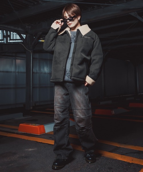 improves（インプローブス）の「ボア襟 フェイクムートンジャケット（ブルゾン・メンズ・ブラック/ブラウン・X-LARGE/LARGE/MEDIUM/SMALL）」の6枚目の写真