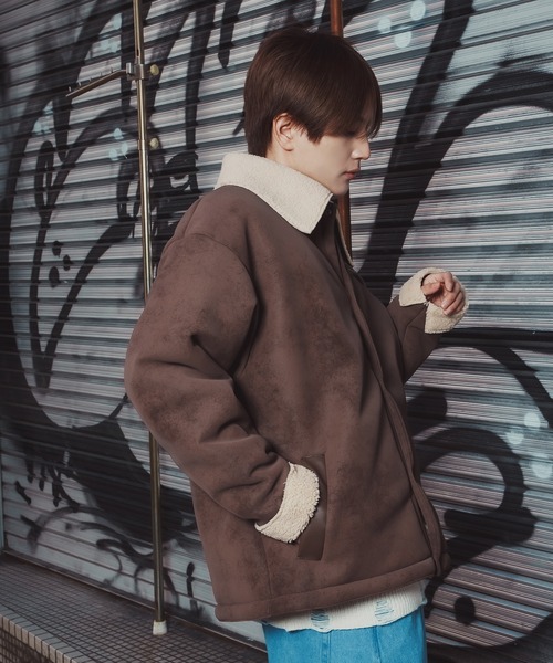 improves（インプローブス）の「ボア襟 フェイクムートンジャケット（ブルゾン・メンズ・ブラック/ブラウン・X-LARGE/LARGE/MEDIUM/SMALL）」の11枚目の写真