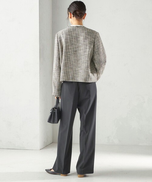 SHIPS（シップス）の「トライスピン 杢 ツイード パール モチーフ ボタン ジャケット（セレモニー対応可）（ノーカラージャケット・レディース・ネイビー/ライトグレー/ブラック・36/38）」の10枚目の写真