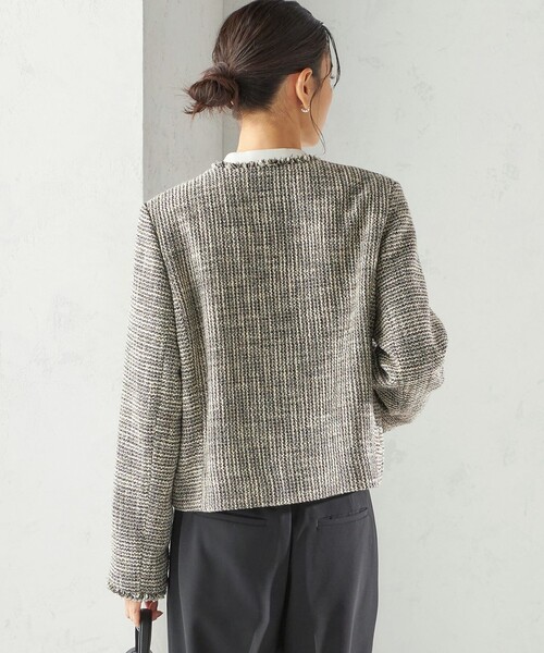 SHIPS（シップス）の「トライスピン 杢 ツイード パール モチーフ ボタン ジャケット（セレモニー対応可）（ノーカラージャケット・レディース・ネイビー/ライトグレー/ブラック・36/38）」の16枚目の写真