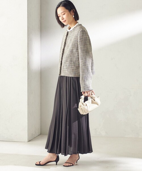 SHIPS（シップス）の「トライスピン 杢 ツイード パール モチーフ ボタン ジャケット（セレモニー対応可）（ノーカラージャケット・レディース・ネイビー/ライトグレー/ブラック・36/38）」の20枚目の写真