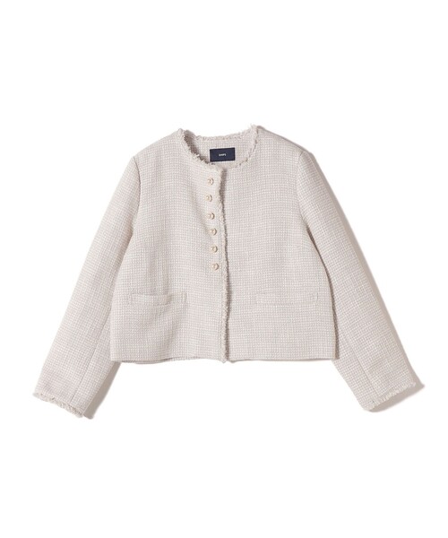シップス（SHIPS）/トライスピン 杢 ツイード パール モチーフ ボタン ジャケット（セレモニー対応可） トライスピン 杢 ツイード パール モチーフ ボタン ジャケット