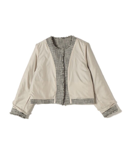 SHIPS(シップス)の「トライスピン 杢 ツイード パール モチーフ ボタン ジャケット(セレモニー対応可)(ノーカラージャケット・レディース・ネイビー/ライトグレー/ブラック・36/38)」の8枚目の写真