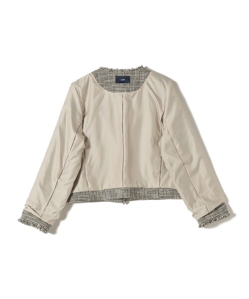 SHIPS(シップス)の「トライスピン 杢 ツイード パール モチーフ ボタン ジャケット(セレモニー対応可)(ノーカラージャケット・レディース・ネイビー/ライトグレー/ブラック・36/38)」の9枚目の写真