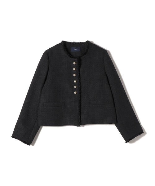 SHIPS(シップス)の「トライスピン 杢 ツイード パール モチーフ ボタン ジャケット(セレモニー対応可)(ノーカラージャケット・レディース・ネイビー/ライトグレー/ブラック・36/38)」の11枚目の写真