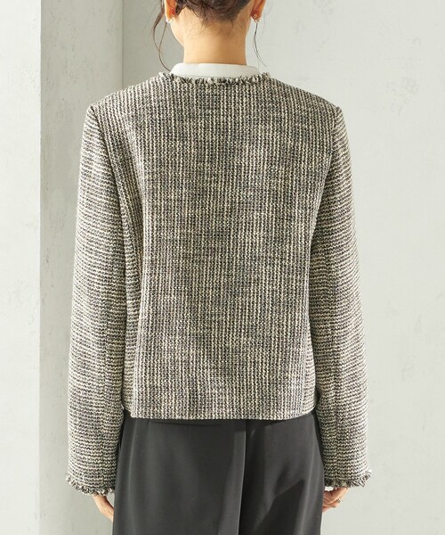 SHIPS(シップス)の「トライスピン 杢 ツイード パール モチーフ ボタン ジャケット(セレモニー対応可)(ノーカラージャケット・レディース・ネイビー/ライトグレー/ブラック・36/38)」の15枚目の写真