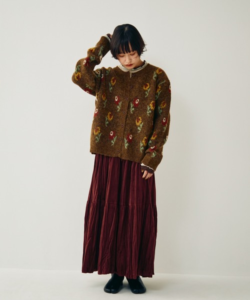 Crisp（クリスプ）の「フラワーパターンニットカーディガン（カーディガン/ボレロ・レディース・ブラウン/グレー・FREE）」の21枚目の写真