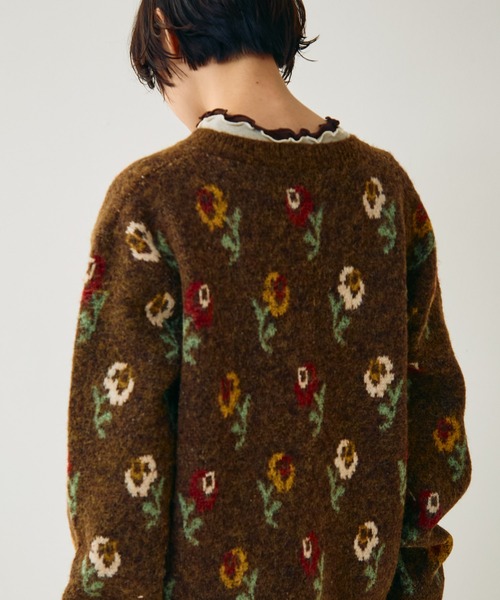 Crisp（クリスプ）の「フラワーパターンニットカーディガン（カーディガン/ボレロ・レディース・ブラウン/グレー・FREE）」の15枚目の写真