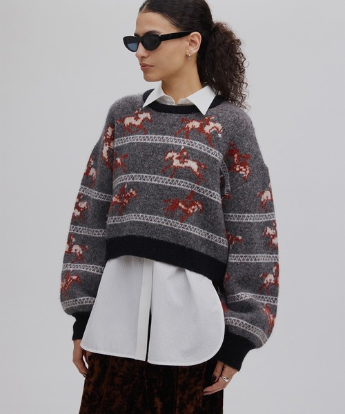 Ameri（アメリ）の「UND HORSE PATTERN KNIT（ニット/セーター）」 - WEAR