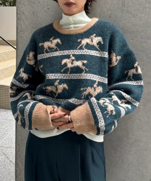 Ameri（アメリ）の「UND HORSE PATTERN KNIT（ニット/セーター）」 - WEAR
