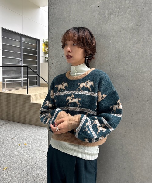 Ameri（アメリ）の「UND HORSE PATTERN KNIT（ニット/セーター）」 - WEAR
