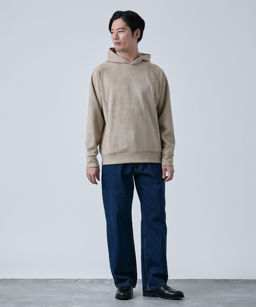 B.C STOCK(ベーセーストック)の「フェイクスエードパーカー(パーカー・メンズ・ブラック/ベージュ/スミクロ・MEDIUM/LARGE)」の12枚目の写真