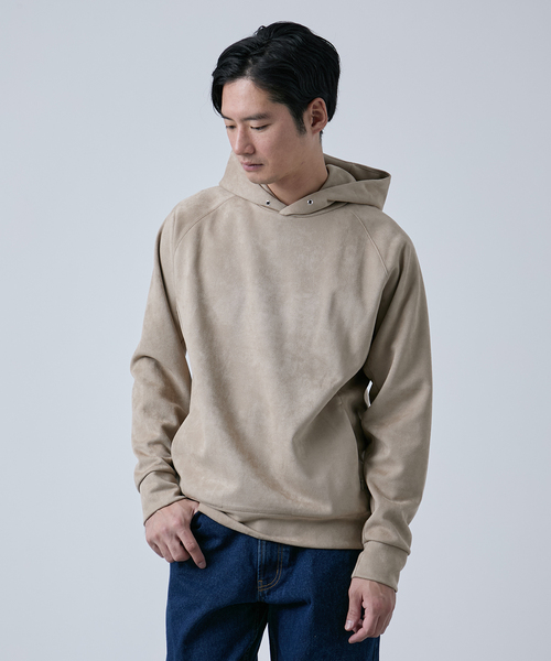B.C STOCK(ベーセーストック)の「フェイクスエードパーカー(パーカー・メンズ・ブラック/ベージュ/スミクロ・MEDIUM/LARGE)」の11枚目の写真