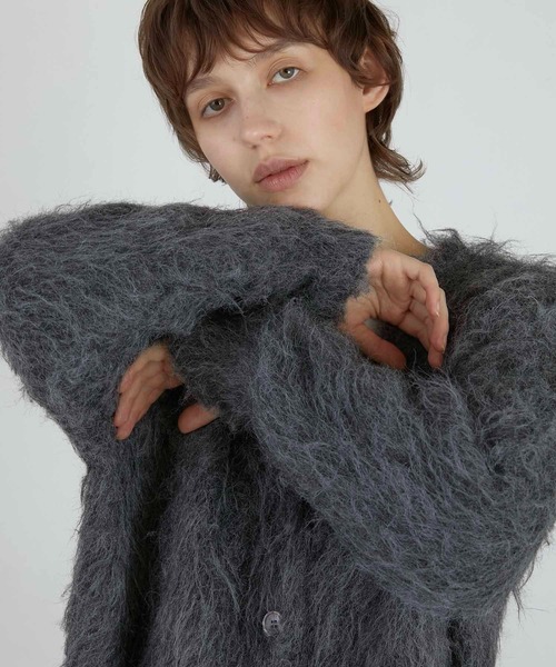 LA PEAU DE GEM（ラポドゥジェム）の「【LA PEAU DE GEM】luxe shaggy cardigan/リュクスシャギーカーディガン（カーディガン/ボレロ・レディース・グレー/ブラック・FREE）」の14枚目の写真