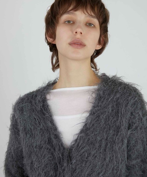 LA PEAU DE GEM（ラポドゥジェム）の「【LA PEAU DE GEM】luxe shaggy cardigan/リュクスシャギーカーディガン（カーディガン/ボレロ・レディース・グレー/ブラック・FREE）」の15枚目の写真