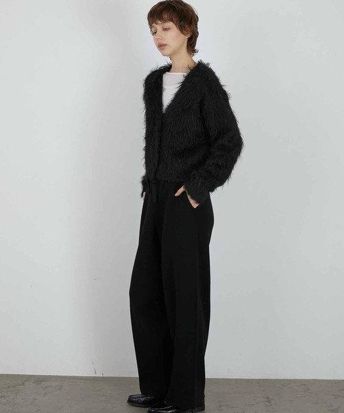 LA PEAU DE GEM（ラポドゥジェム）の「【LA PEAU DE GEM】luxe shaggy cardigan/リュクスシャギーカーディガン（カーディガン/ボレロ・レディース・グレー/ブラック・FREE）」の9枚目の写真