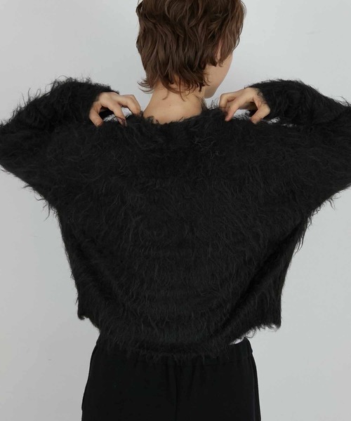 LA PEAU DE GEM（ラポドゥジェム）の「【LA PEAU DE GEM】luxe shaggy cardigan/リュクスシャギーカーディガン（カーディガン/ボレロ・レディース・グレー/ブラック・FREE）」の5枚目の写真