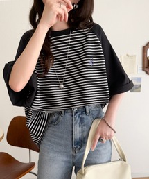 Java（ジャバ）の「《JaVaジャバコラボ》お洒落迷子の救世主。綿100%胸刺繍ラグラン配色ボーダーTシャツ（Tシャツ/カットソー）」