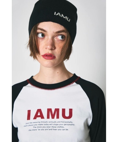 CREO STORE(クレオストア)の「【IAMU】 Ragran Finger Hole Tee(Tシャツ/カットソー・レディース・ホワイト×ブラック/ホワイト×ブルー・FREE)」の3枚目の写真