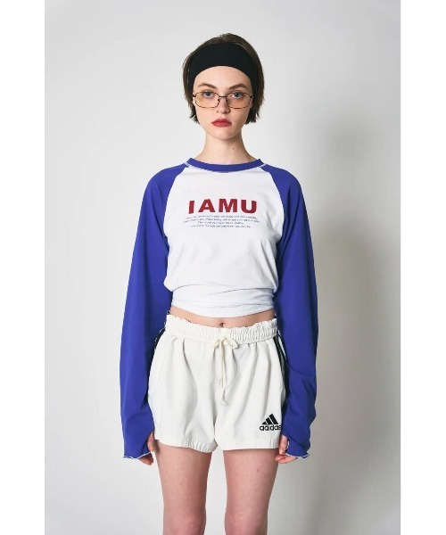 CREO STORE(クレオストア)の「【IAMU】 Ragran Finger Hole Tee(Tシャツ/カットソー・レディース・ホワイト×ブラック/ホワイト×ブルー・FREE)」の6枚目の写真