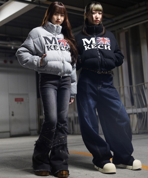 ATMARK（アットマーク）の「《２サイズ展開　/　UNISEX　》リブ編みニット　ショート丈　パフジャケット（ダウンジャケット/コート・レディース・ブラック/グレー・M/L）」の6枚目の写真