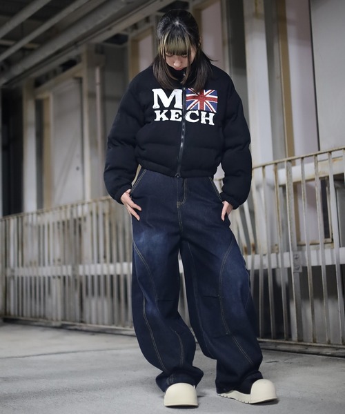 ATMARK（アットマーク）の「《２サイズ展開　/　UNISEX　》リブ編みニット　ショート丈　パフジャケット（ダウンジャケット/コート・レディース・ブラック/グレー・M/L）」の19枚目の写真
