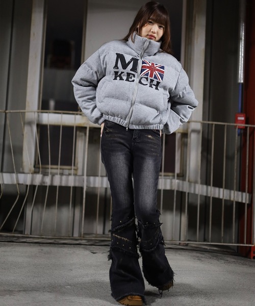 ATMARK（アットマーク）の「《２サイズ展開　/　UNISEX　》リブ編みニット　ショート丈　パフジャケット（ダウンジャケット/コート・レディース・ブラック/グレー・M/L）」の14枚目の写真