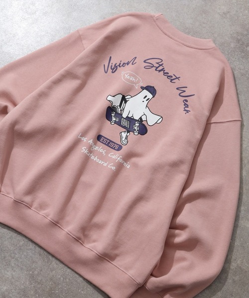 VISION STREET WEAR(ヴィジョンストリートウェア)の「【VISION STREET WEAR/ヴィジョンストリートウェア】Arch Ghost TRN/ゴースト バックプリント トレーナー スウェット(スウェット・メンズ・ブラック/オフホワイト/ライトグレー/ピンク・L/M/LL)」の4枚目の写真