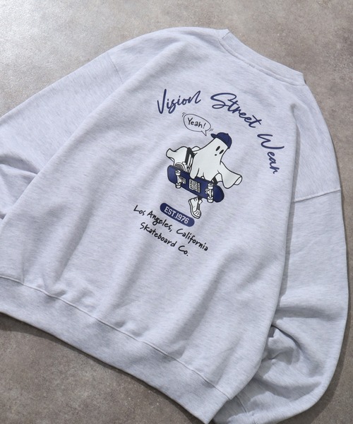 VISION STREET WEAR(ヴィジョンストリートウェア)の「【VISION STREET WEAR/ヴィジョンストリートウェア】Arch Ghost TRN/ゴースト バックプリント トレーナー スウェット(スウェット・メンズ・ブラック/オフホワイト/ライトグレー/ピンク・L/M/LL)」の3枚目の写真
