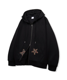 NOTUSUAL（ノットユージュアル）の「チェックポケット2wayフードジップアップ2カラー（パーカー）」