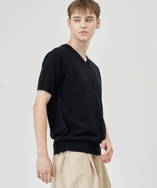 THE-ABON(エイボン)の「トシVネックニット半袖Tシャツブルー(Tシャツ/カットソー・メンズ・ブルー・M/L/XL)」の4枚目の写真