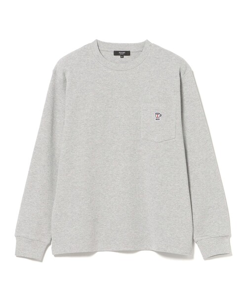 BEAMS HEART(ビームスハート)の「【6/18値下げ】コーヒー刺繍 ワッフル ロングスリーブ カットソー(ユニセックス)(Tシャツ/カットソー・メンズ・ホワイト/グレー・S/XL/L/M)」の2枚目の写真