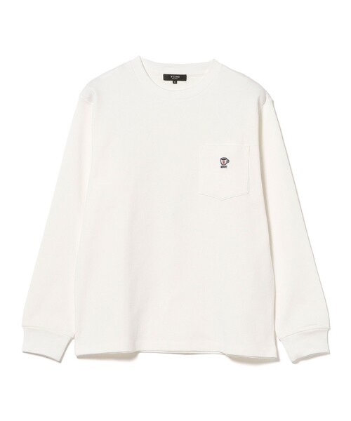 BEAMS HEART(ビームスハート)の「【6/18値下げ】コーヒー刺繍 ワッフル ロングスリーブ カットソー(ユニセックス)(Tシャツ/カットソー・メンズ・ホワイト/グレー・S/XL/L/M)」の3枚目の写真