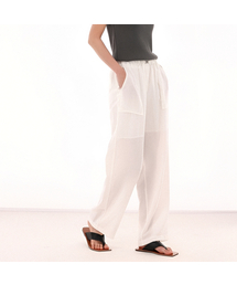 Linen Bending Wide Pants _White