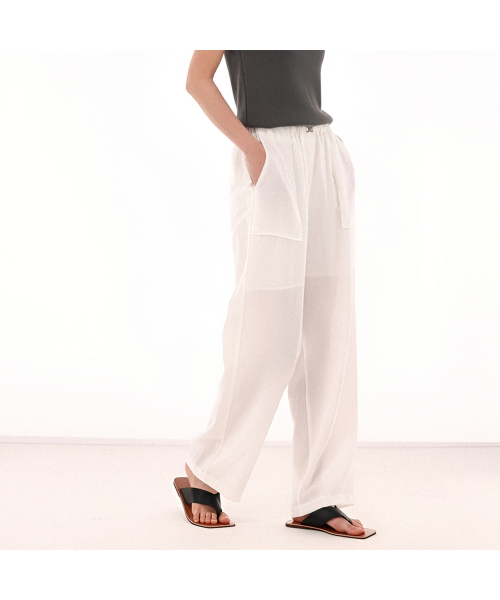 ACUD(アクド)の「Linen Bending Wide Pants _White(スラックス・レディース・ホワイト・M/S)」の1枚目の写真