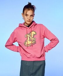 MELTING LOGO CROP HOODIE-PINK