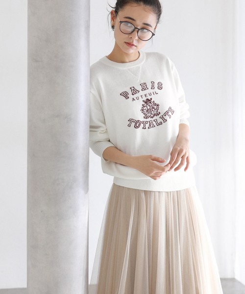 La TOTALITE（ラトータリテ）の「【洗える】インターシャロゴニット（ニット/セーター・レディース・チャコールグレー/ホワイト/ネイビー・FREE）」の12枚目の写真