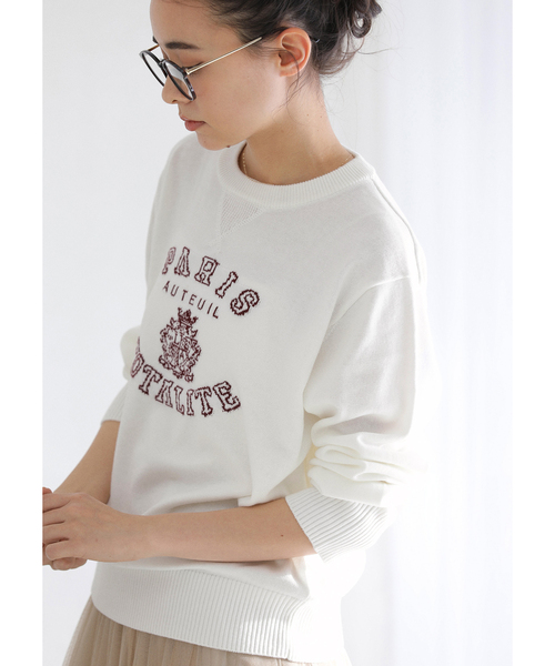 La TOTALITE（ラトータリテ）の「【洗える】インターシャロゴニット（ニット/セーター・レディース・チャコールグレー/ホワイト/ネイビー・FREE）」の13枚目の写真