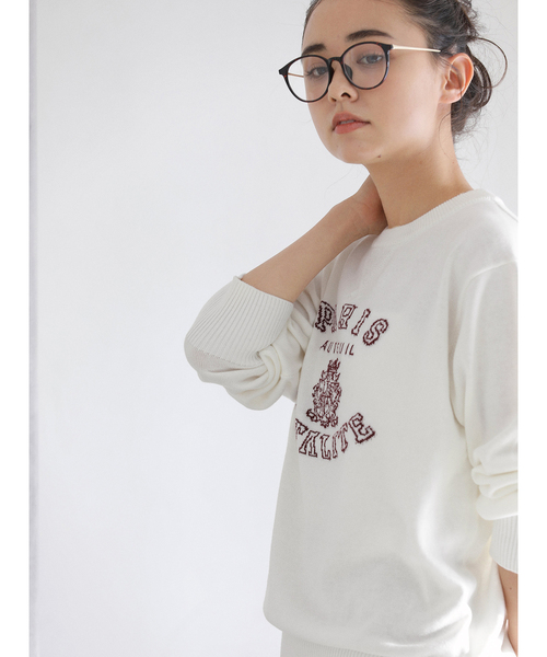 La TOTALITE（ラトータリテ）の「【洗える】インターシャロゴニット（ニット/セーター・レディース・チャコールグレー/ホワイト/ネイビー・FREE）」の14枚目の写真