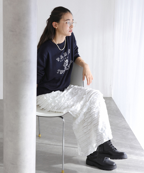 La TOTALITE（ラトータリテ）の「【洗える】インターシャロゴニット（ニット/セーター・レディース・チャコールグレー/ホワイト/ネイビー・FREE）」の18枚目の写真