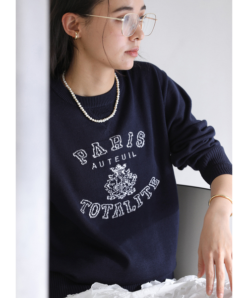 La TOTALITE（ラトータリテ）の「【洗える】インターシャロゴニット（ニット/セーター・レディース・チャコールグレー/ホワイト/ネイビー・FREE）」の19枚目の写真