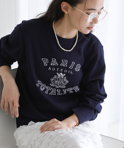 La TOTALITE（ラトータリテ）の「【洗える】インターシャロゴニット（ニット/セーター・レディース・チャコールグレー/ホワイト/ネイビー・FREE）」の20枚目の写真