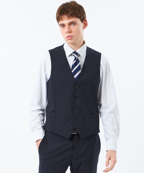 MACKINTOSH PHILOSOPHY(マッキントッシュ フィロソフィー)の「トロッター ウェストコート #109 ウール混ストレッチトロピカル(ベスト・メンズ・ブラック/ダークネイビー・40/38)」の2枚目の写真